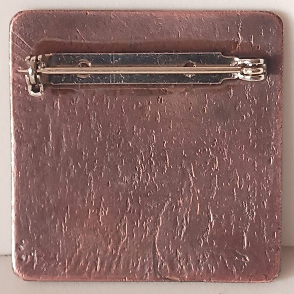 Vintage Artisan Copper Cloisonne Enamel Brooch - Picture 2 of 6